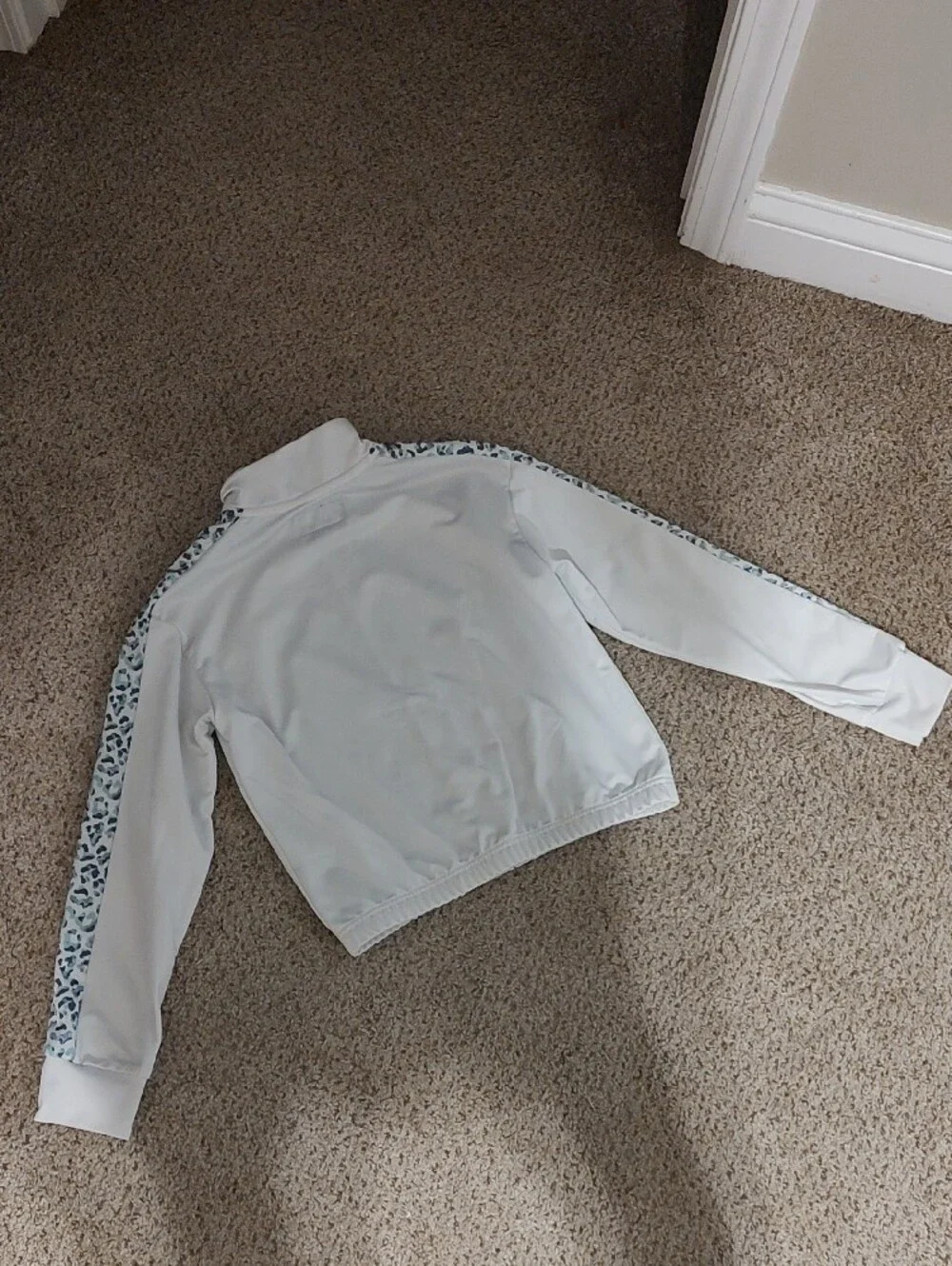 Converse White Bomber Jacket with Leopard-Trimmed Sleeves